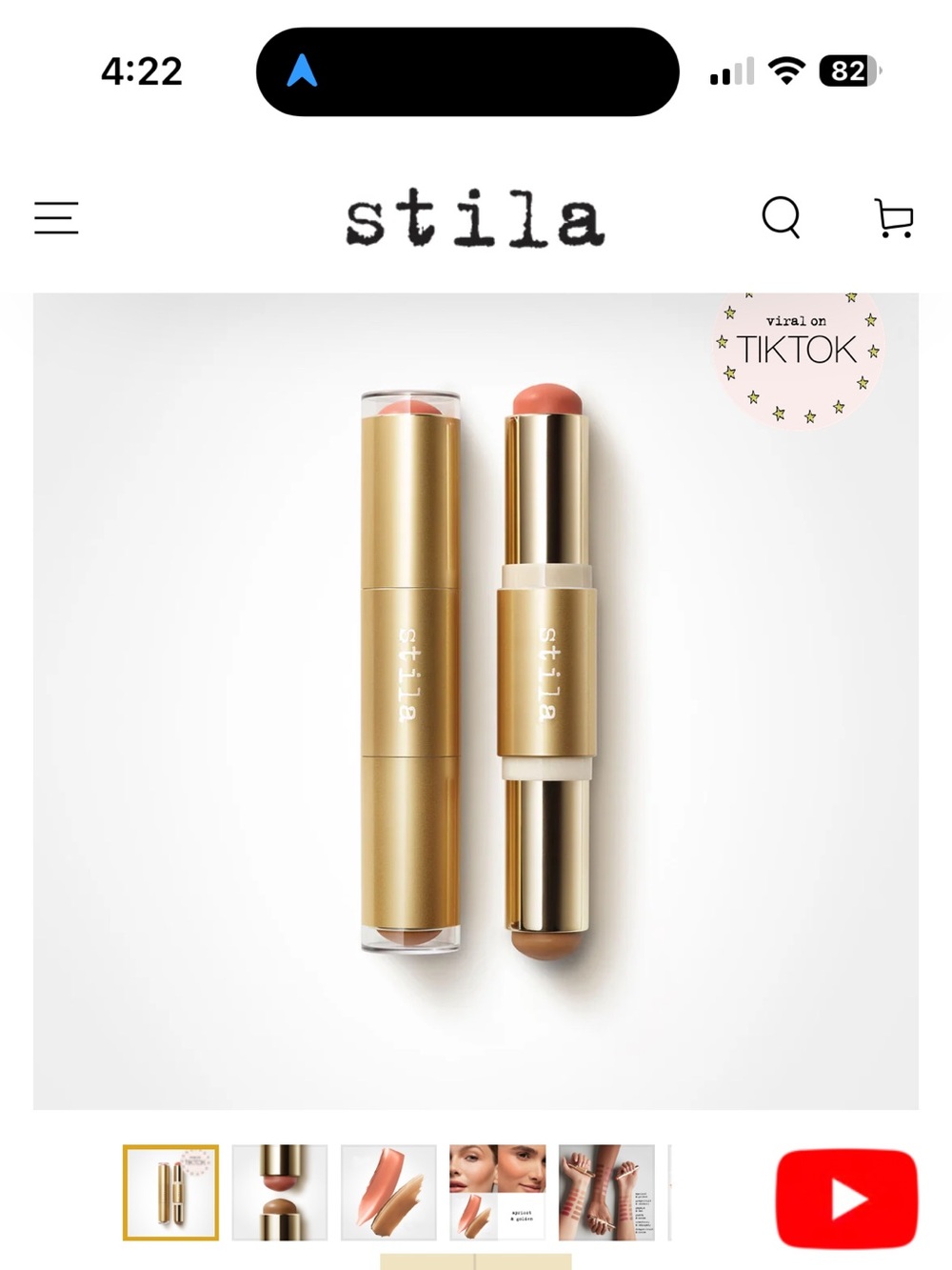 Stila Dual-Ended Cream Cheek Stick — Soft Pink & Warm Bronze